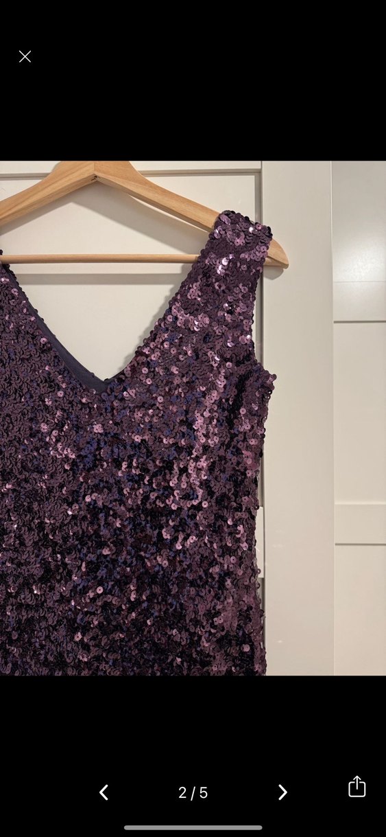 Mor Simli V Yaka Midi Elbise - Görsel 2