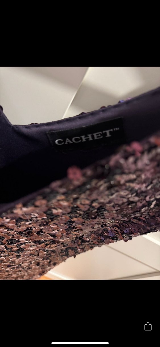 Mor Simli V Yaka Midi Elbise - Görsel 4