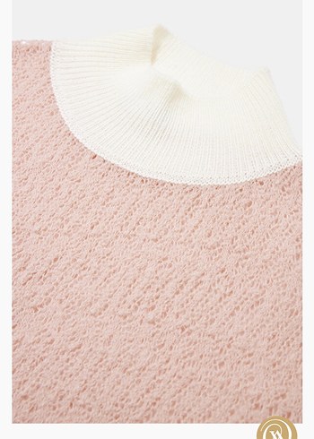 Pembe Kadın Kısa Triko Kazak - Görsel 5