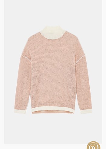 Pembe Kadın Kısa Triko Kazak - Görsel 3