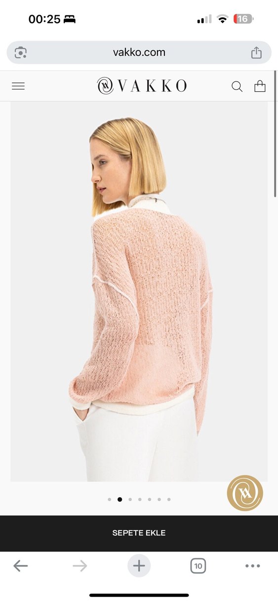 Pembe Kadın Kısa Triko Kazak - Görsel 2