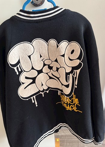 Siyah Baskılı Düğmeli Kadın Ceket - Görsel 2