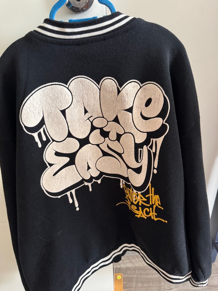 Siyah Baskılı Düğmeli Kadın Ceket - Görsel 2