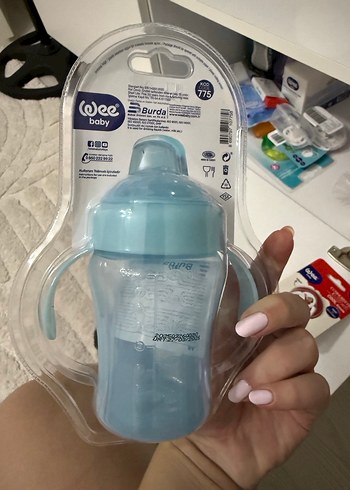Wee Baby 240 ml Mavi Kulplu Bardak - Görsel 2