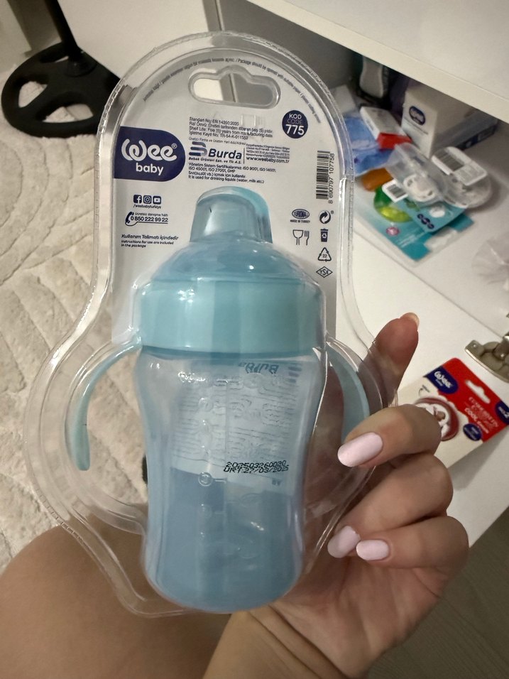 Wee Baby 240 ml Mavi Kulplu Bardak - Görsel 2