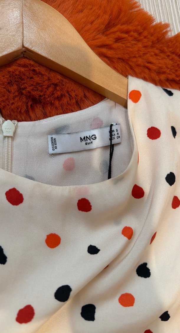 Puantiye Desenli Uzun Kolsuz Kadın Elbise - Görsel 3