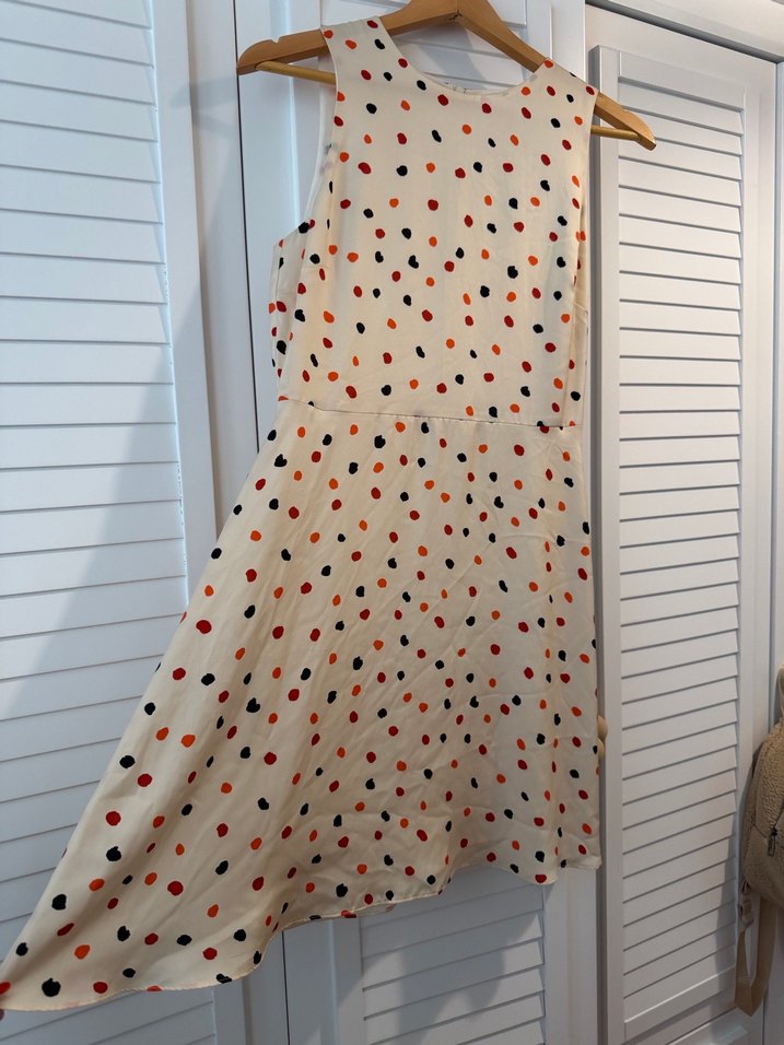 Puantiye Desenli Uzun Kolsuz Kadın Elbise - Görsel 2