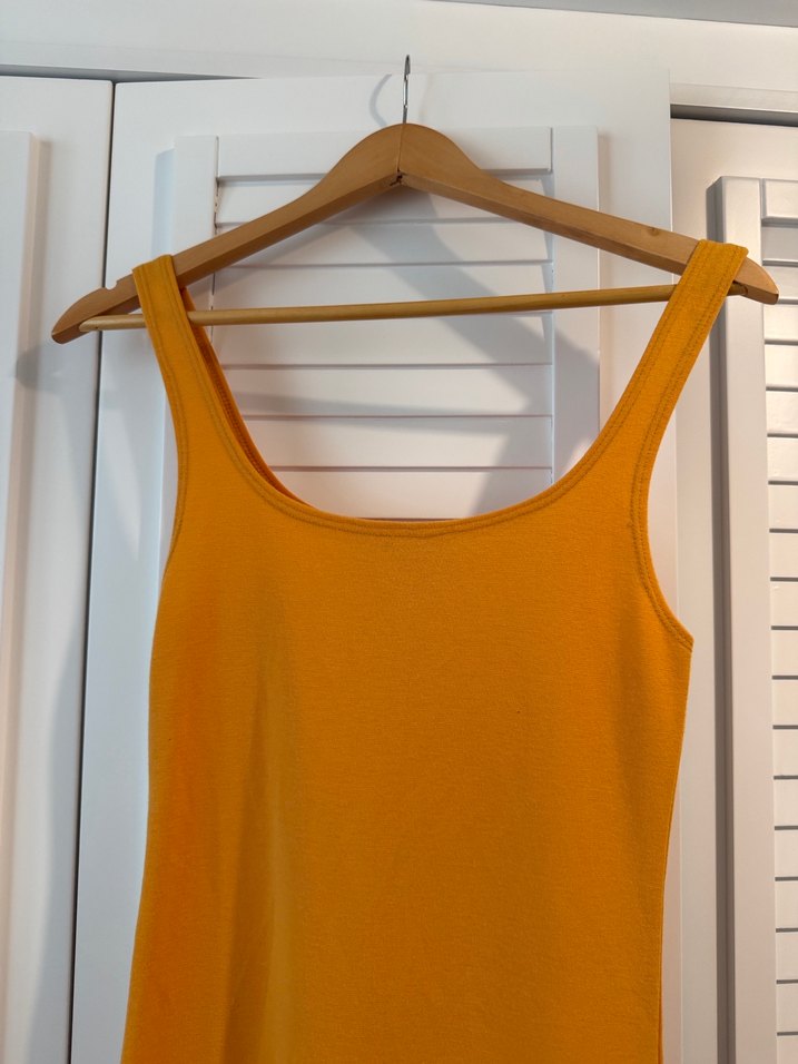 Sarı Midi İnce Askılı Elbise - Görsel 2