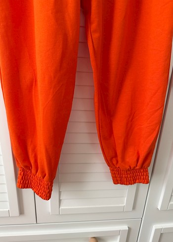 Turuncu Kadın Keten Rahat Kesim Eşofman Altı - Görsel 2