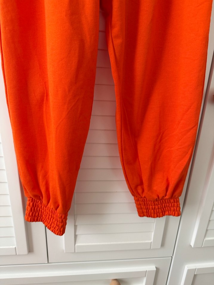 Turuncu Kadın Keten Rahat Kesim Eşofman Altı - Görsel 2