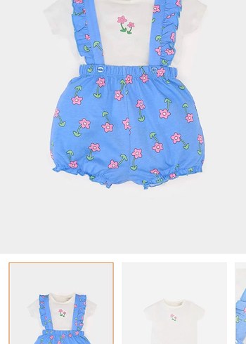 Mavi Çiçekli Bebek Kız Tulumu