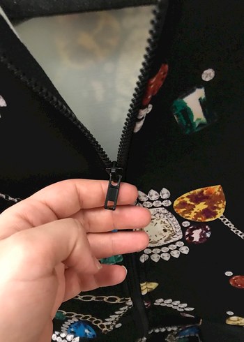 H&M marka Mücevher Detaylı Desenli Elbise - Görsel 4