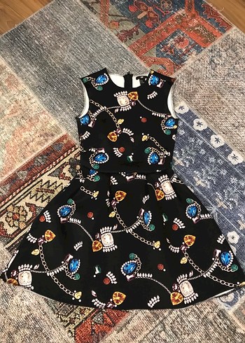 H&M marka Mücevher Detaylı Desenli Elbise - Görsel 6