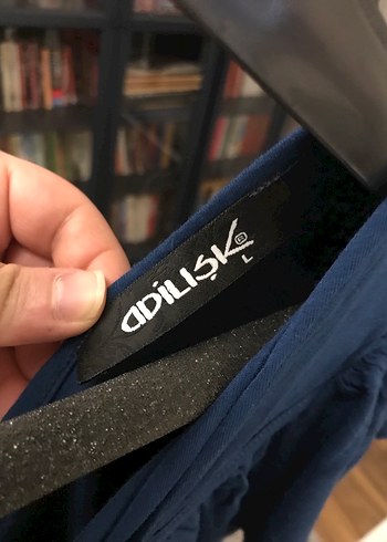 Adil ışık marka Lacivert Drapeli V Yaka Midi Elbise - Görsel 3