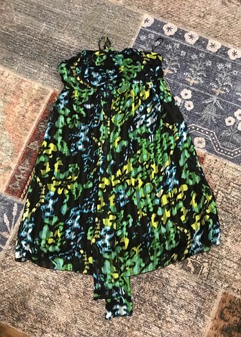 Kadın Çok Renkli Bağlama Desenli Kısa elbise - Görsel 4