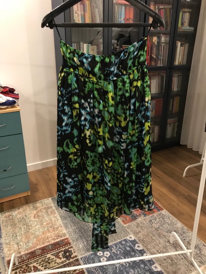 Kadın Çok Renkli Bağlama Desenli Kısa elbise - Görsel 2