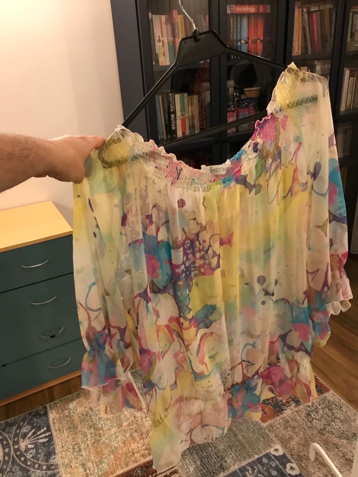 Bağlamalı Desenli Bohem Uzun Kollu Bluz - Görsel 2