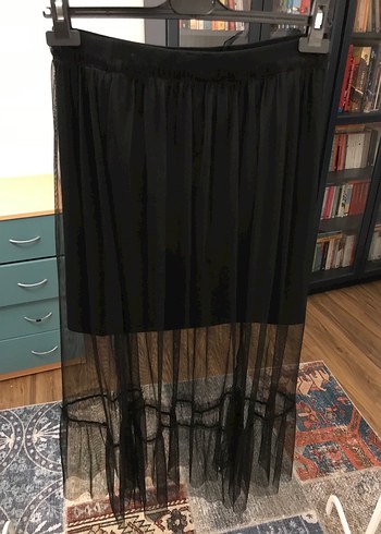 Lc Waikiki marka Goth Siyah Midi Uzun Drapeli Etek - Görsel 4