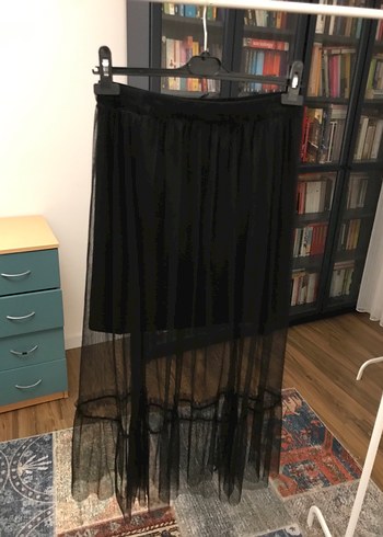 Lc Waikiki marka Goth Siyah Midi Uzun Drapeli Etek - Görsel 2