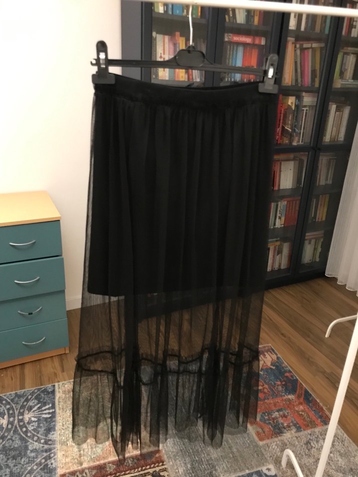 Lc Waikiki marka Goth Siyah Midi Uzun Drapeli Etek - Görsel 2