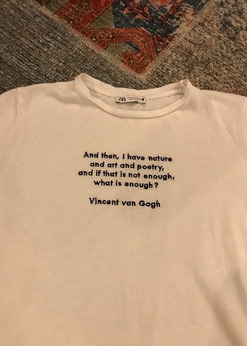 Beyaz Baskılı Zara marka Kadın Tişört Vincent Van gogh temalı - Görsel 2
