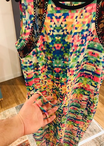 Renkli Bohem Desenli Kısa elbise twist marka - Görsel 4