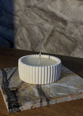 Kapaklı Beyaz Dekoratif Mum - Görsel 2