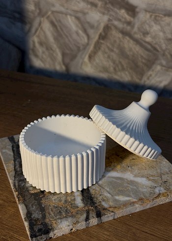 Kapaklı Beyaz Dekoratif Mum - Görsel 4