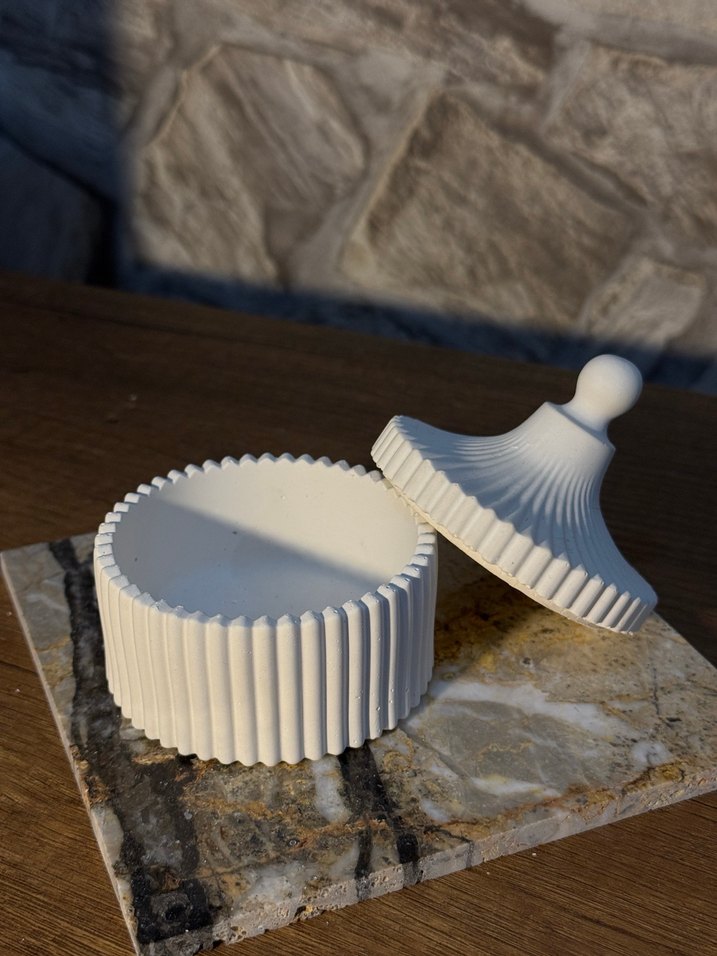 Kapaklı Beyaz Dekoratif Mum - Görsel 4