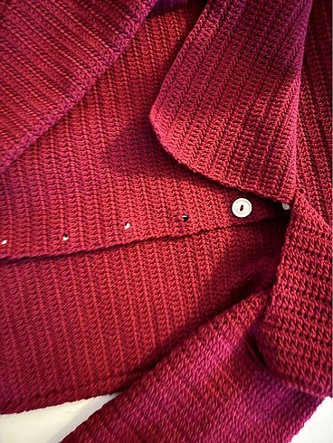 s Beden bordo Renk Zara model el emeği triko bluz
