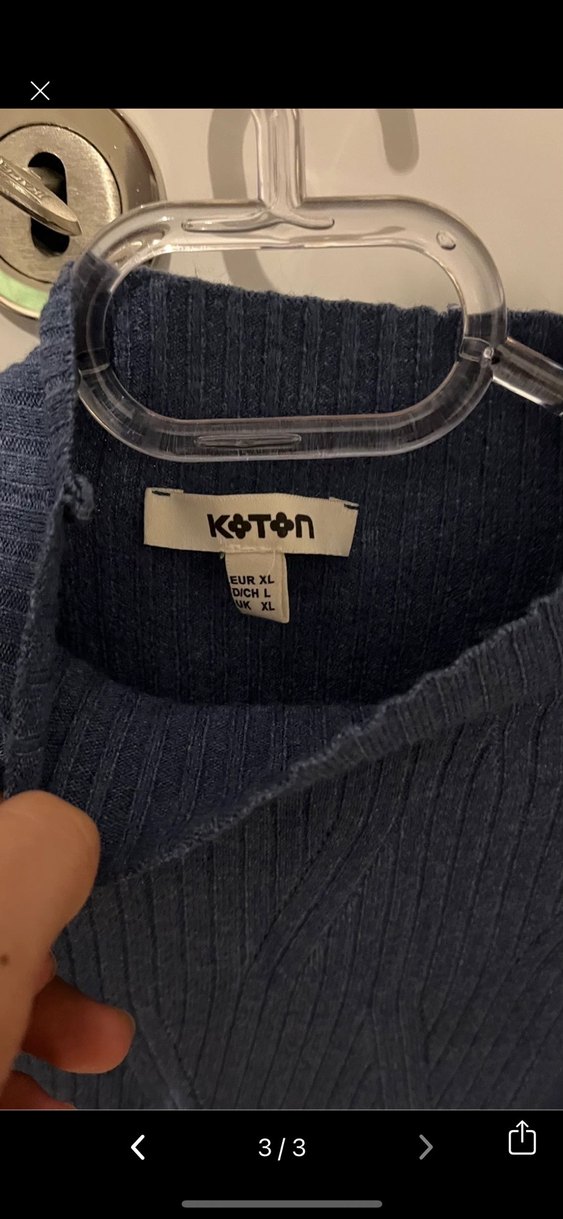 Koton Mavi Yarım Balıkçı Kadın Kazak - Görsel 3