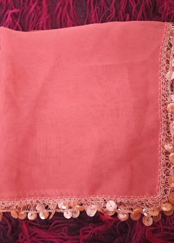 Dantel Detaylı Pembe Kadın Fular