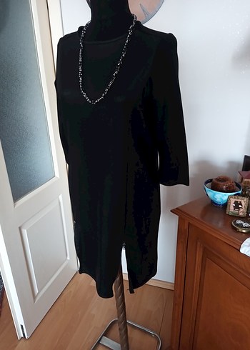 Önü Deri Görünümlü Elbise - Görsel 2