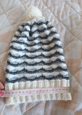 Kadın Bohem Örgü Bere Beyaz Gri - Görsel 4