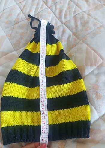 Sarı-Siyah Çizgili Örgü Bere - Görsel 3