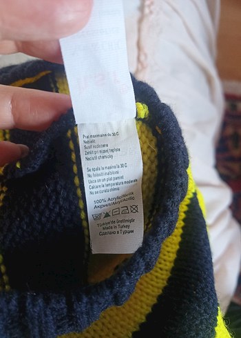 Sarı-Siyah Çizgili Örgü Bere - Görsel 5