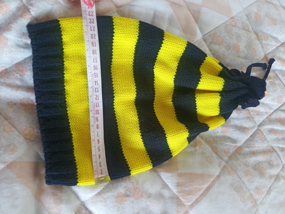 Sarı-Siyah Çizgili Örgü Bere - Görsel 2