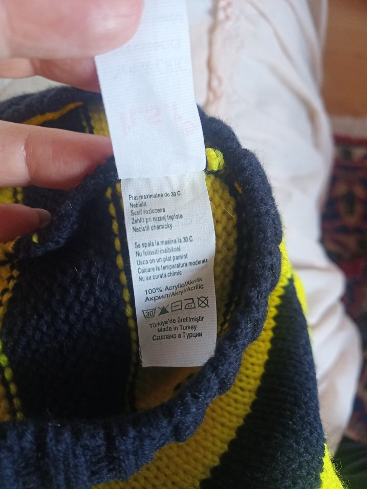 Sarı-Siyah Çizgili Örgü Bere - Görsel 5