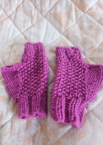 Mor Örgü Parmaksız Eldiven - Görsel 3