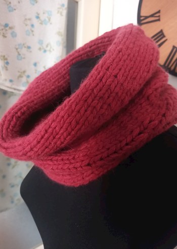 Bordo Örgü Kadın Boyunluk - Görsel 2