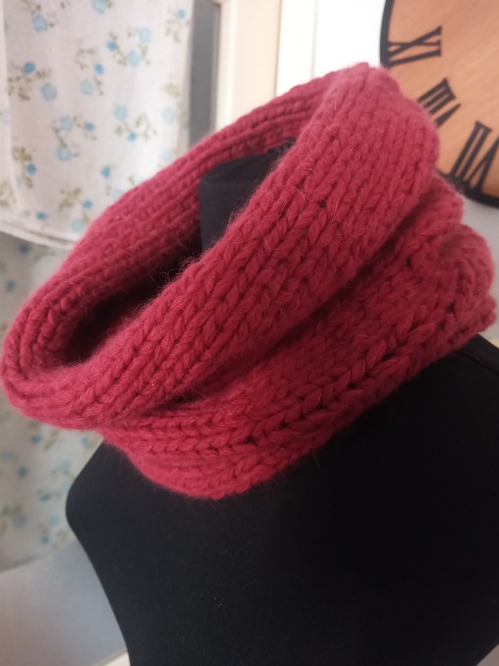 Bordo Örgü Kadın Boyunluk - Görsel 2