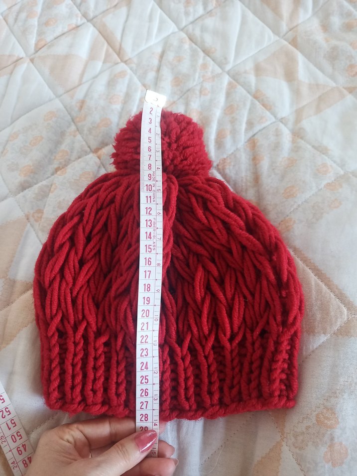 Kırmızı Örgü Ponponlu Kadın Bere - Görsel 5