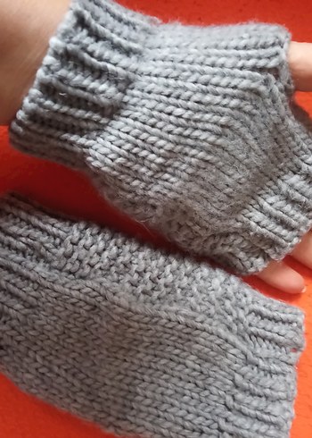 Gri Örgü Kadın Eldiveni - Görsel 2