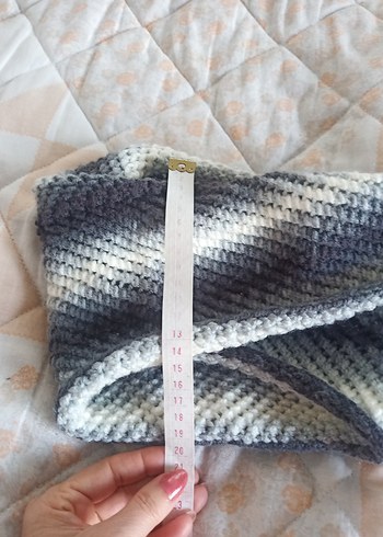 Gri Örgü Bohem Kadın boyunluk - Görsel 6