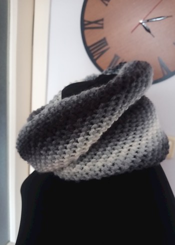 Gri Örgü Bohem Kadın boyunluk - Görsel 2