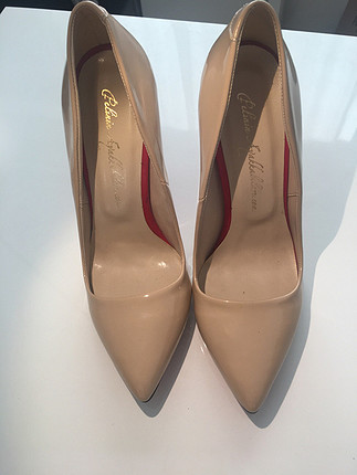 Krem rugan stiletto ayakkabı 