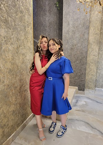 Mavi Midi Boy Parlak Kadın Mezuniyet Elbisesi - Görsel 8