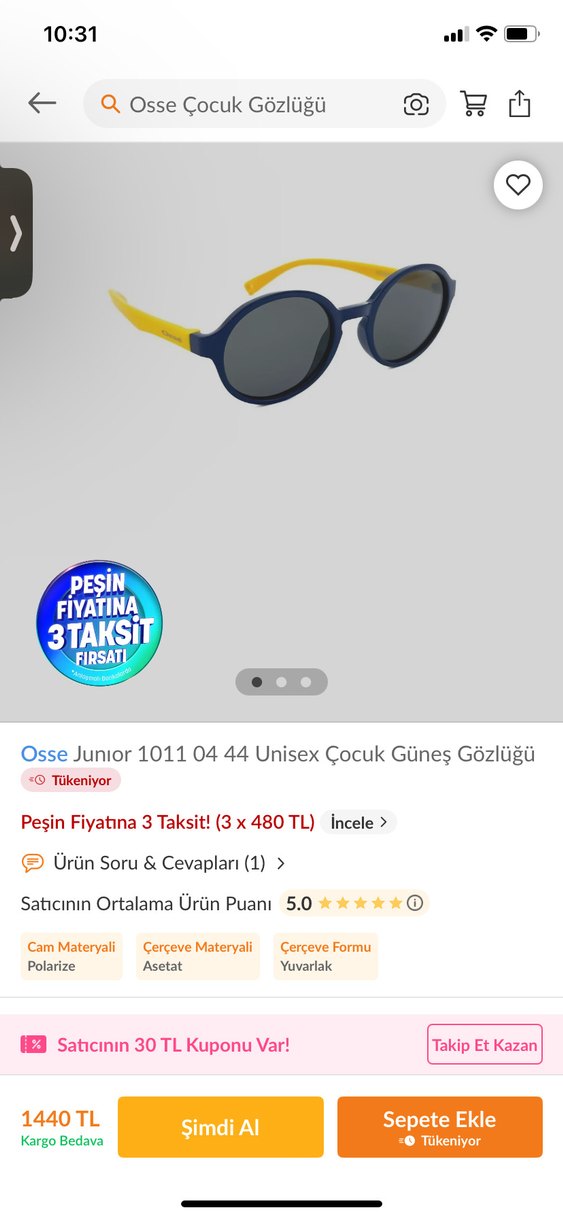 Osse çocuk güneş gözlüğü - Görsel 2