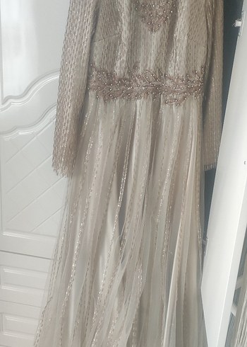 Abiye Nakış Detaylı gold Vintage uzun abiye elbise