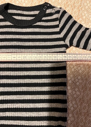 Gri Çizgili Uzun Kollu Fitilli Bebek Body - Görsel 6